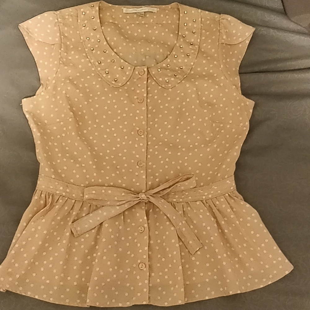 Pink Rhinestone Embellished Peplum Blouse